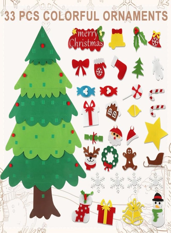 ABTOLS DIY Felt Christmas Tree with 33pcs Ornaments, Montessori Wall Hanging Xmas Tree Decorations kit Xmas Gifts for New Year Handmade Christmas Door Wall Hanging Decorations - Image 2